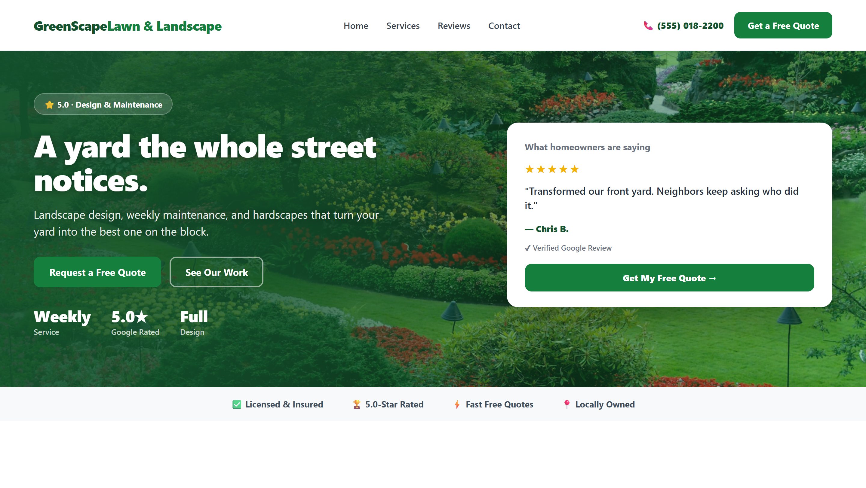 Example landscaping company website design