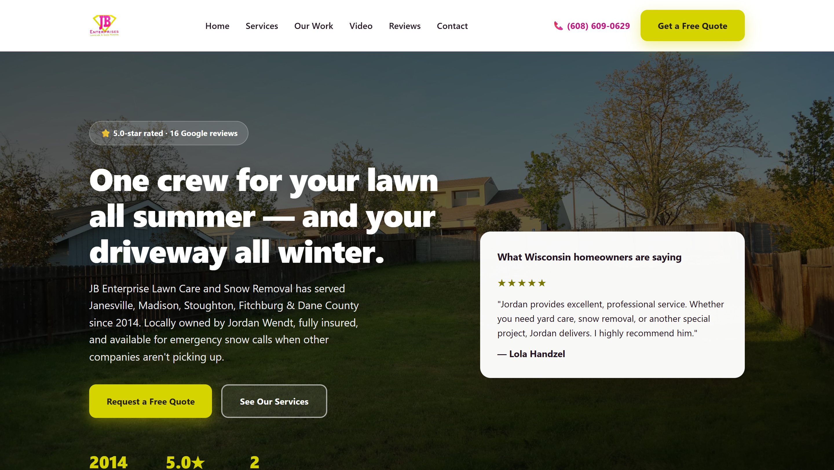 Lawn care and snow website built by Contractor Solutions