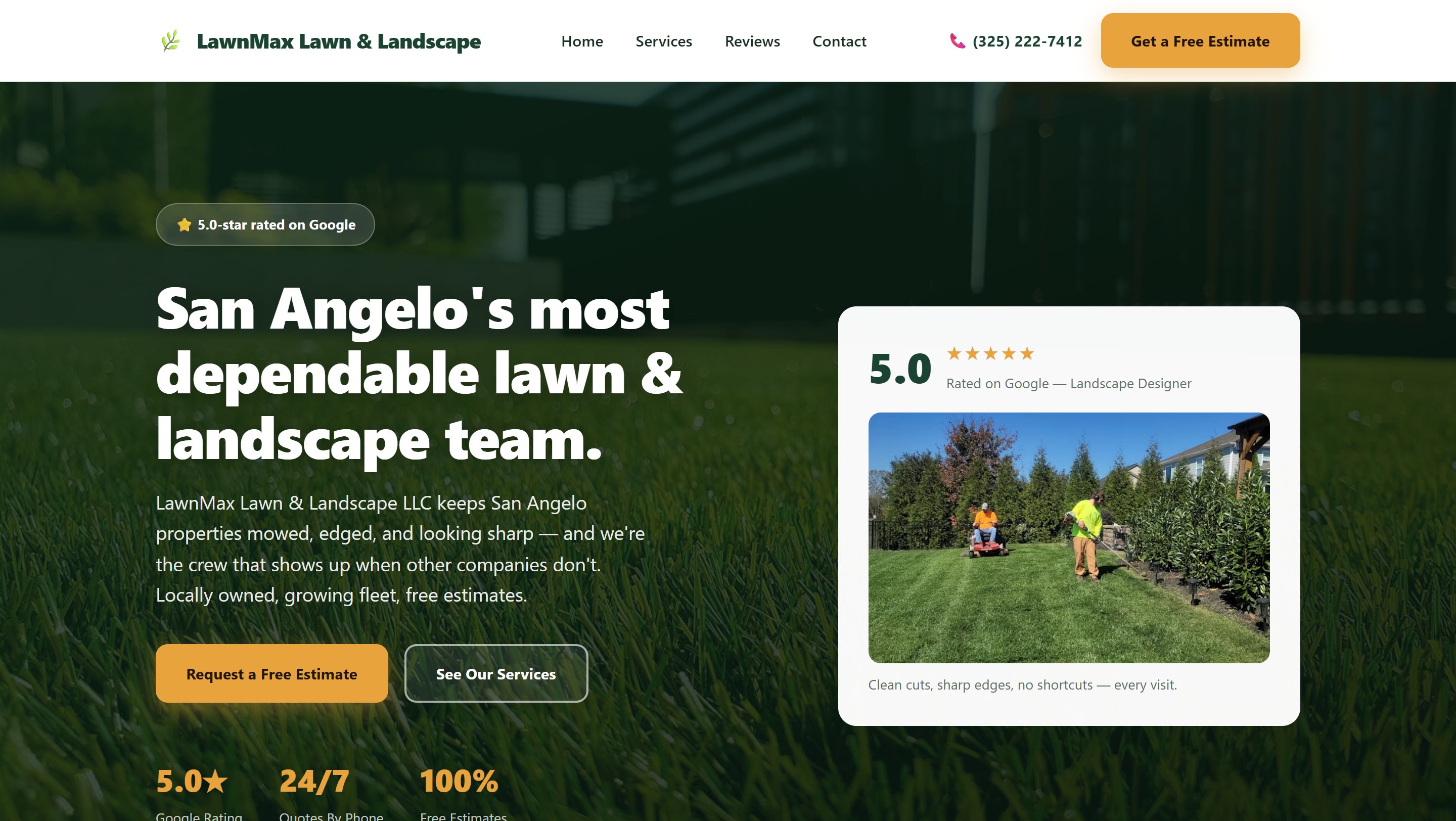Lawn and property care website built by Contractor Solutions
